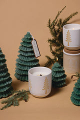 Xmas Tree white glaze  Candle - Cypress & Fir