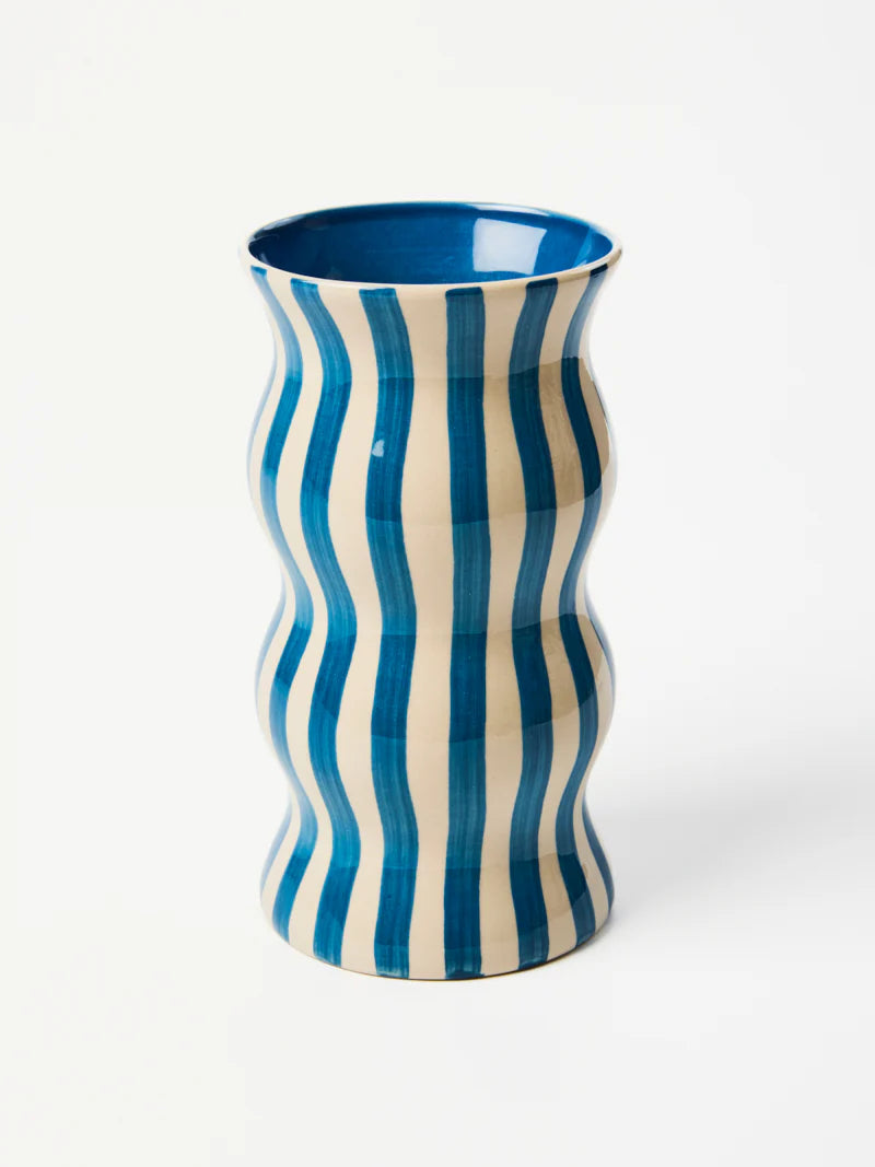 Palm Navy Stripe Vase