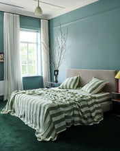 Load image into Gallery viewer, Moss Stripe Linen Quilt Cover
