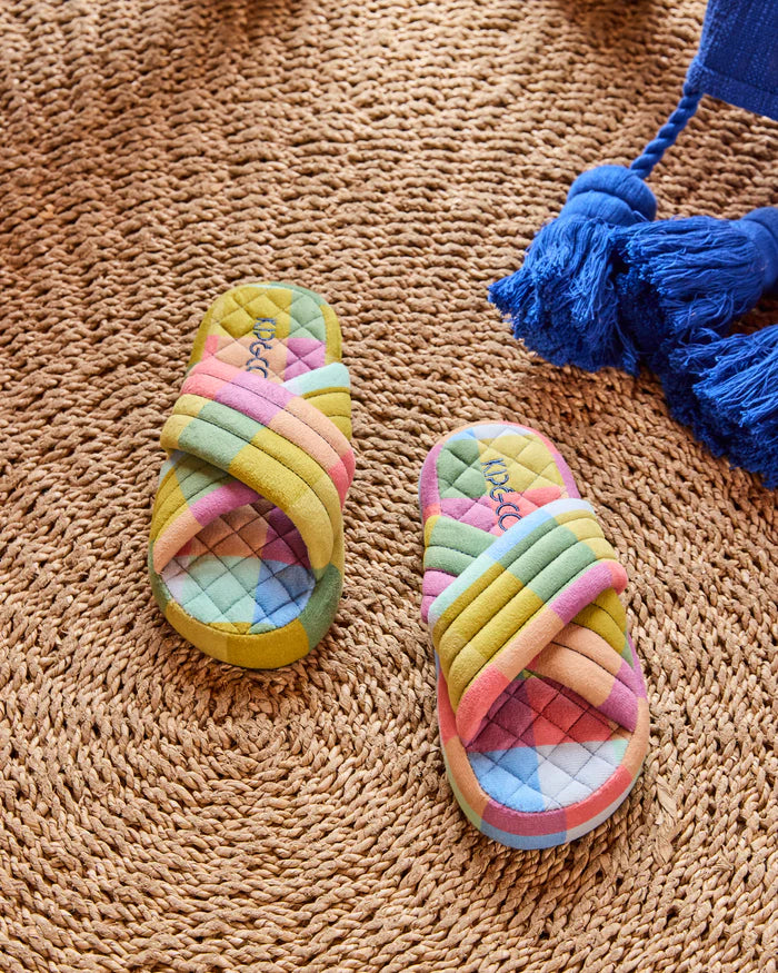 Florida Tartan Quilted Velvet Adult Slippers