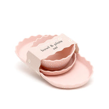 Load image into Gallery viewer, Pink Daisy Wavy Edge Silicone Bowl and Plate Set
