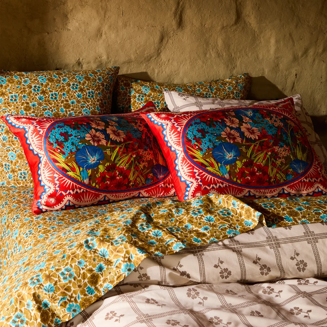 Magnolia Cotton Sheets - Turquoise Queen