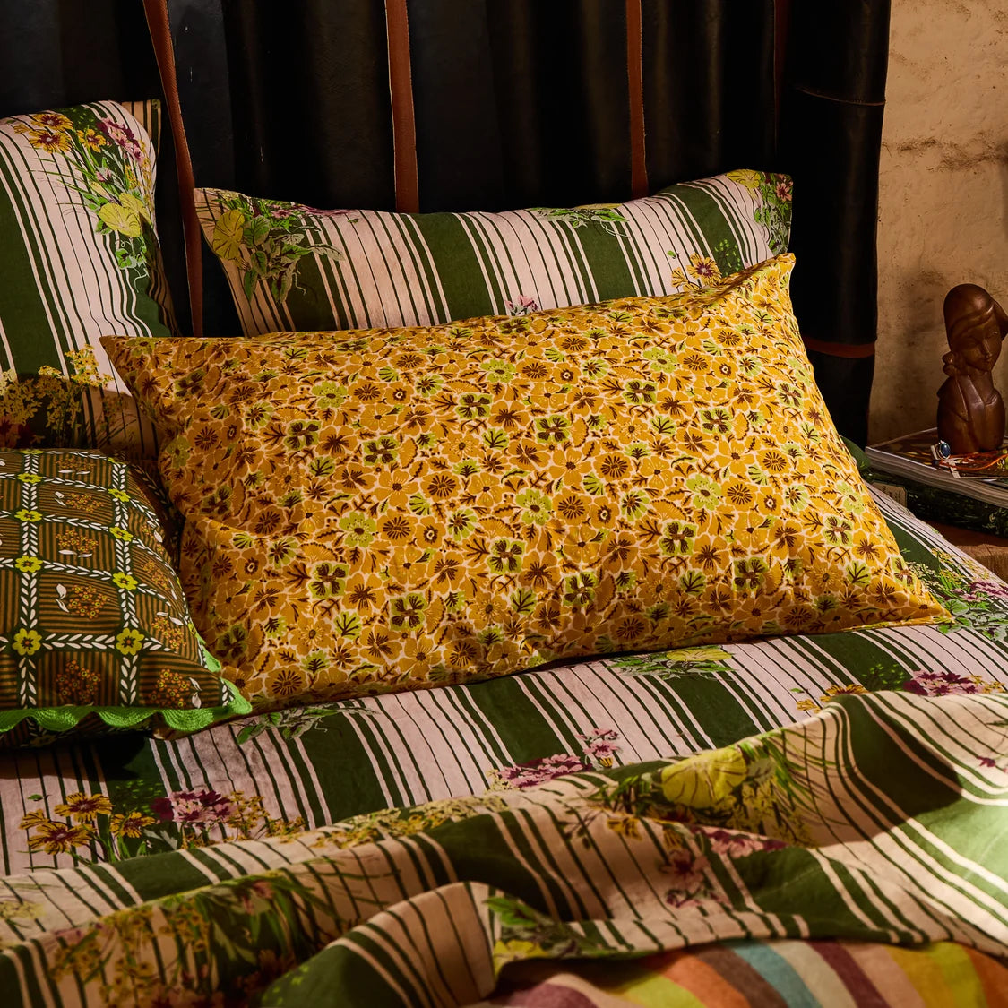 Magnolia Cotton Pillowcase Set - Ochre