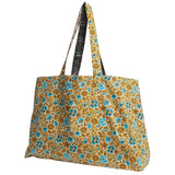 Magnolia Reversible Cotton Tote Bag - Turquoise