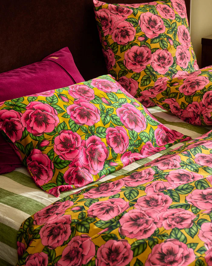 Golden Peony Silk Pillowcase