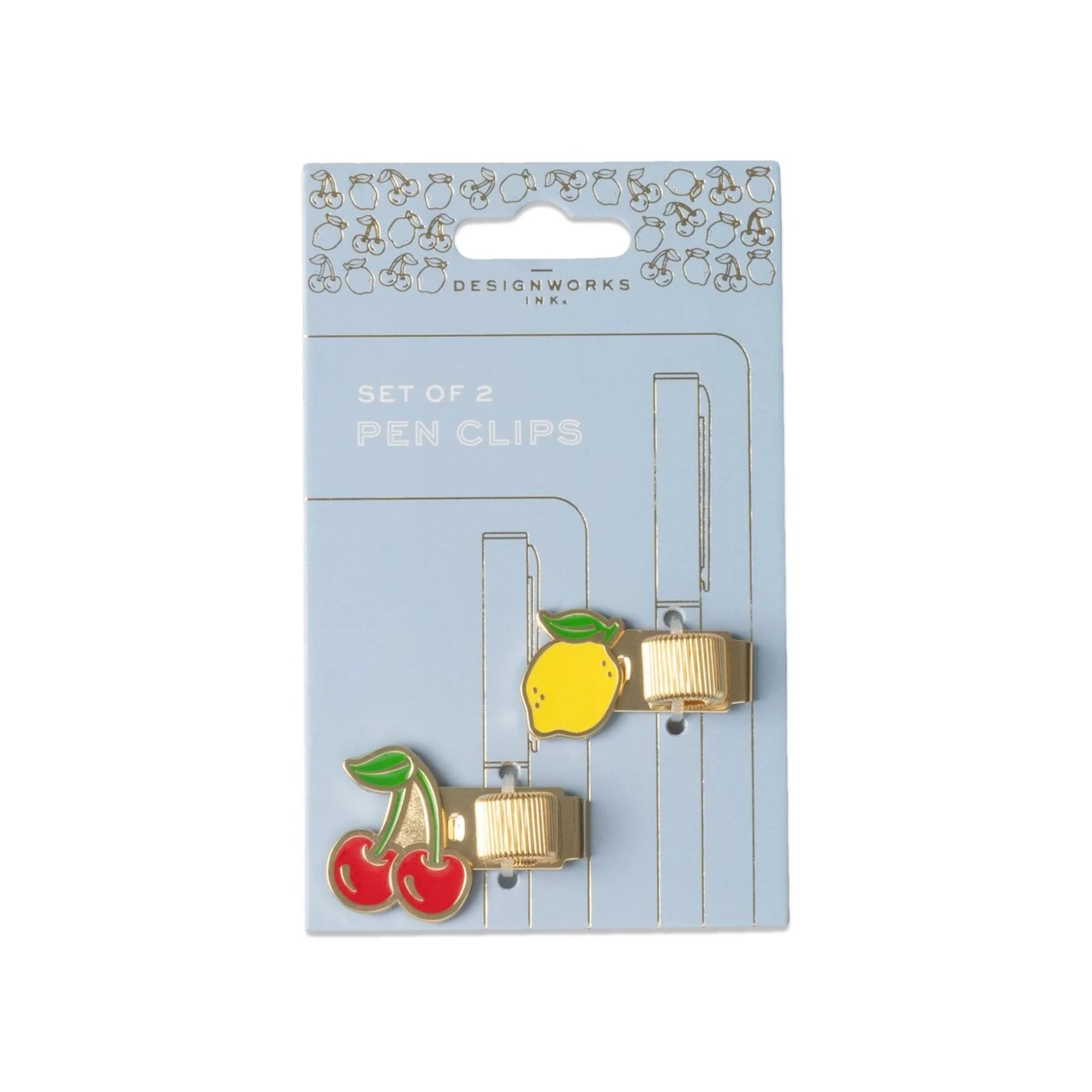 Set of Two Pen Clips - Cherry & Lemon