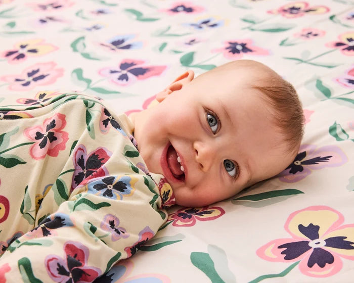 Pretty Pansy Organic Long Sleeve Zip Romper