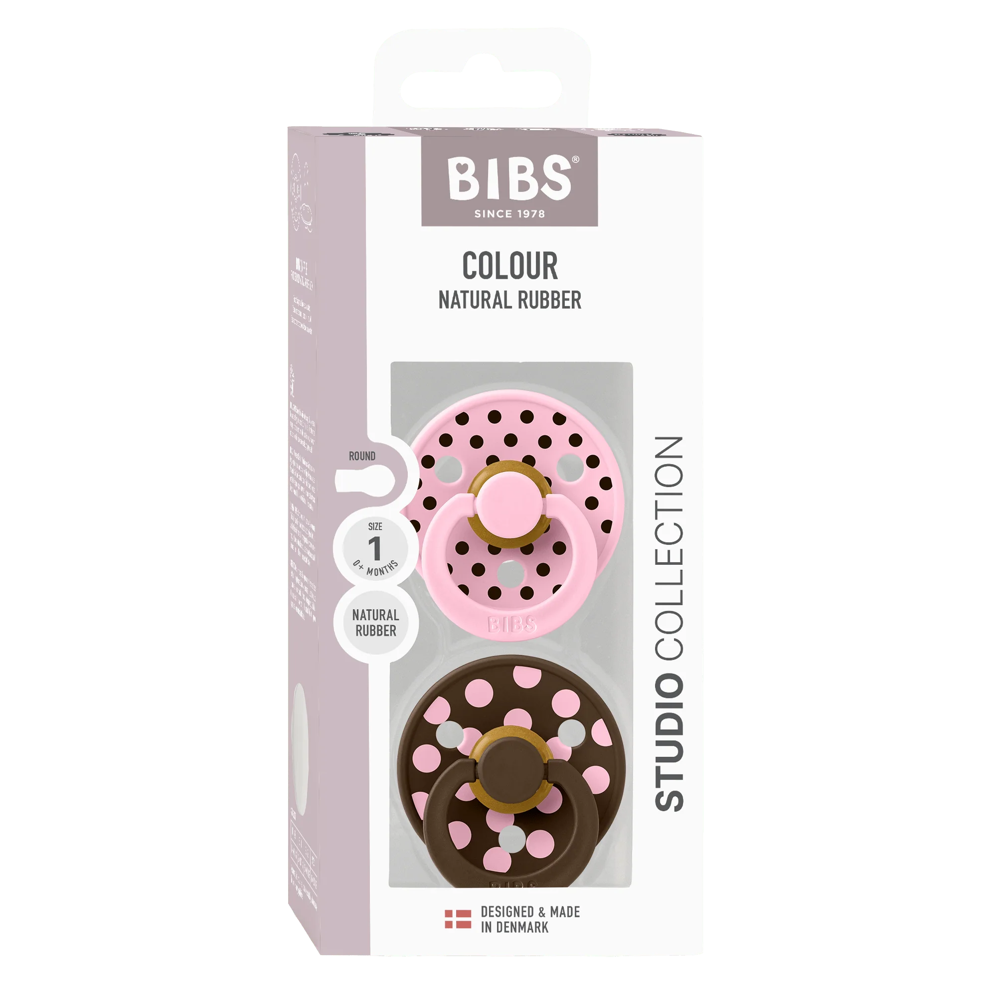Studio Polka Pacifier 2pk - Baby Pink/Mocha