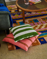Moss Stripe Boucle Square Cushion