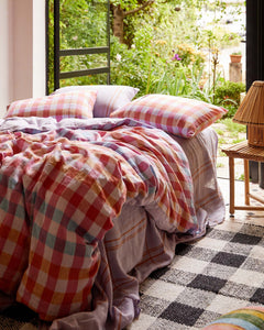 Summer Check Linen European Pillowcases 2P Set