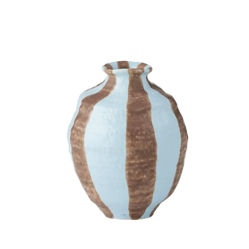 Ligne Ceramic Vase - Sky/Choc 13x15cm