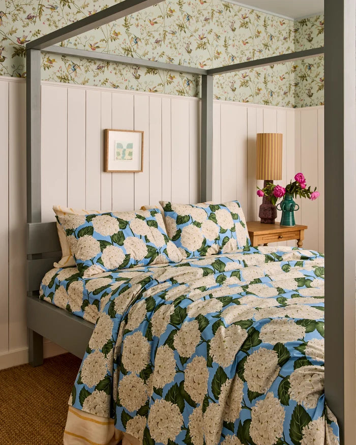 Hydrangea Blue Organic Cotton Fitted Sheet