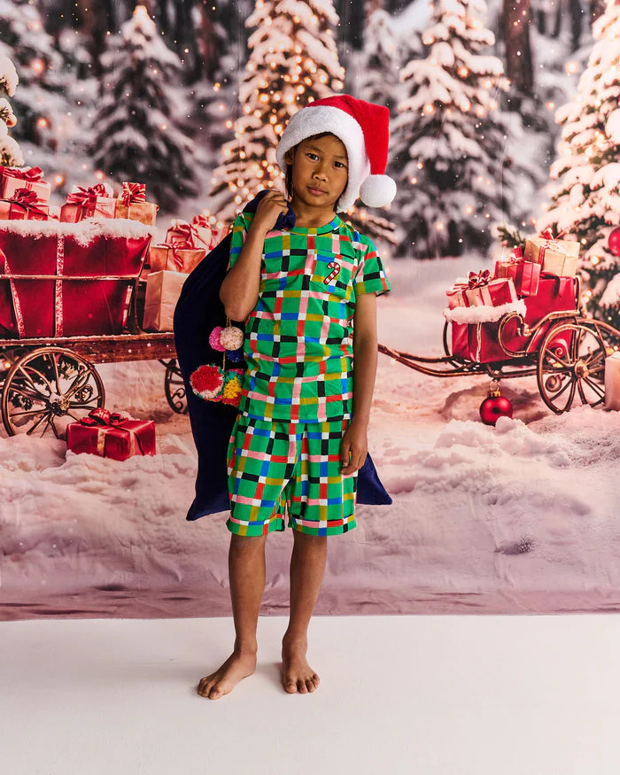 Jolly Tartan Kids Organic Cotton Short Sleeve Tee & Short Pyjama Set 5-6yrs