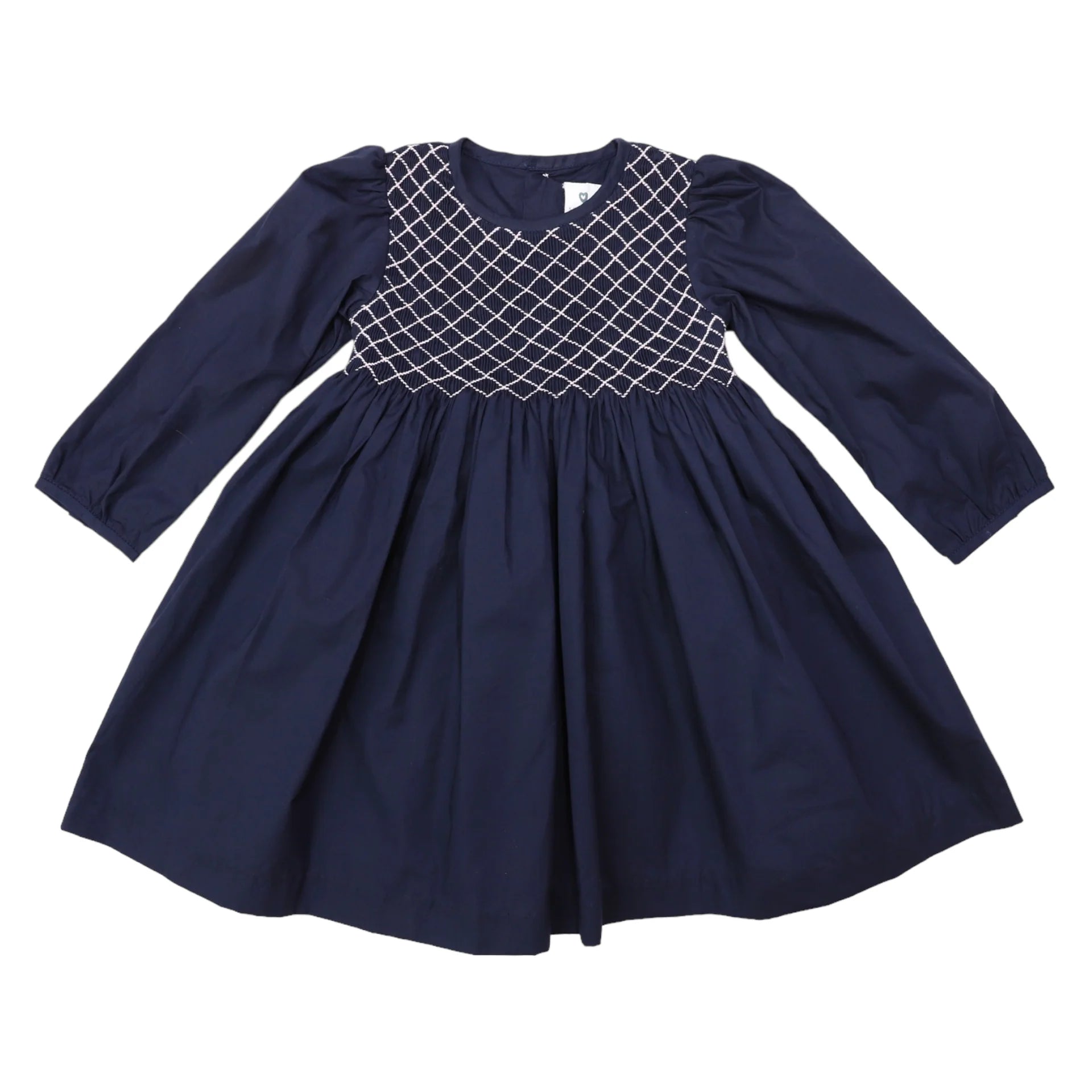 Tone on Tone Smocked Dress Navy