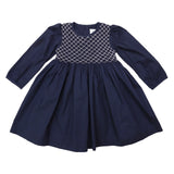 Tone on Tone Smocked Dress Navy