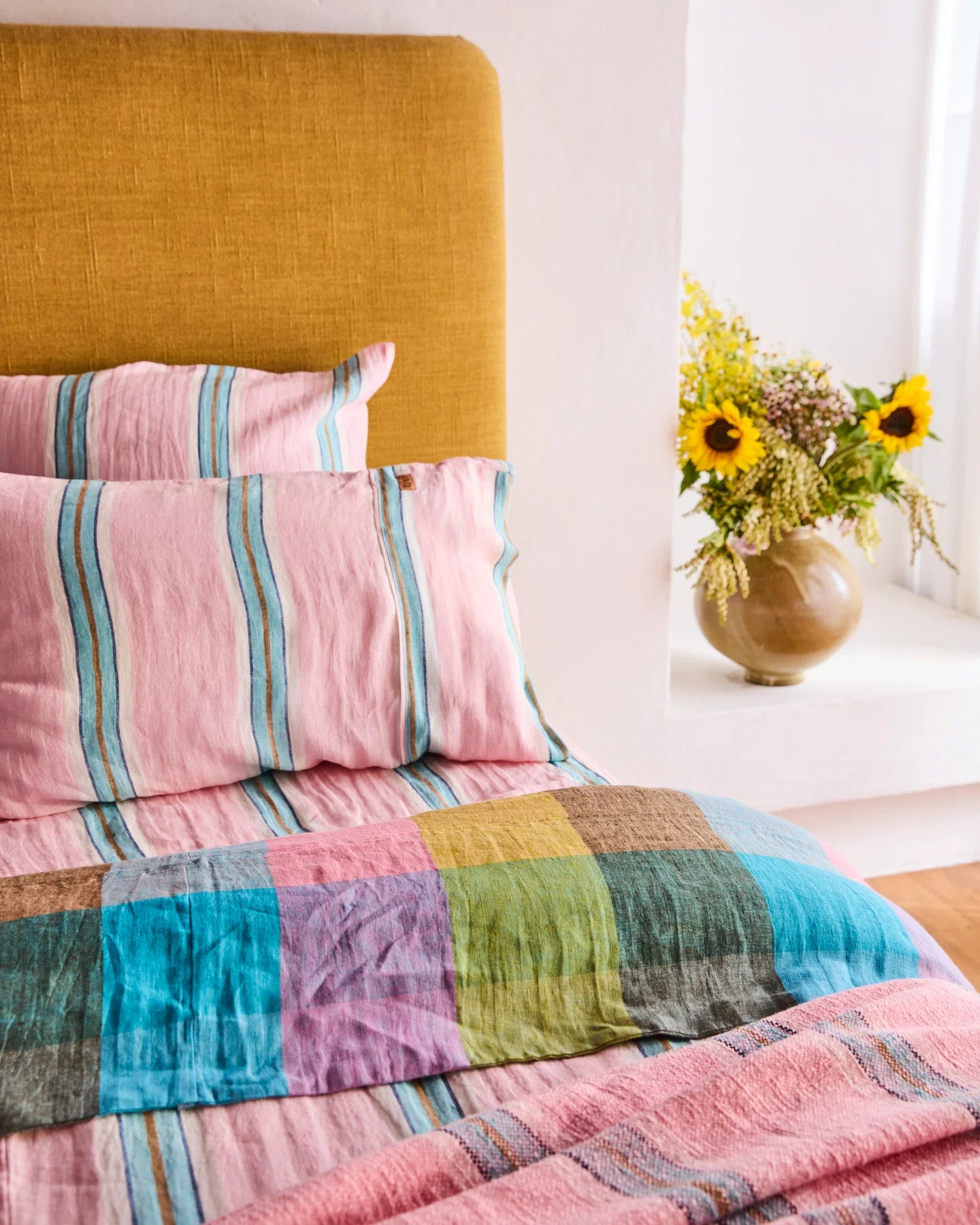 Tickled Pink Stripe Linen Pillowcases