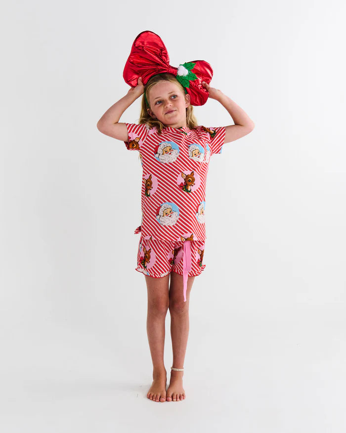 I Love Christmas Spot Kids Organic Cotton Short Sleeve Tee & Frill Short Pyjama Set