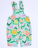 Popping Flowers Green Organic Cotton Quilted Fleece Overalls
