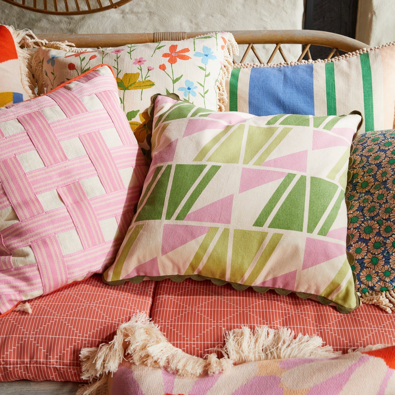 Brae Print Cushion - Bay Leaf