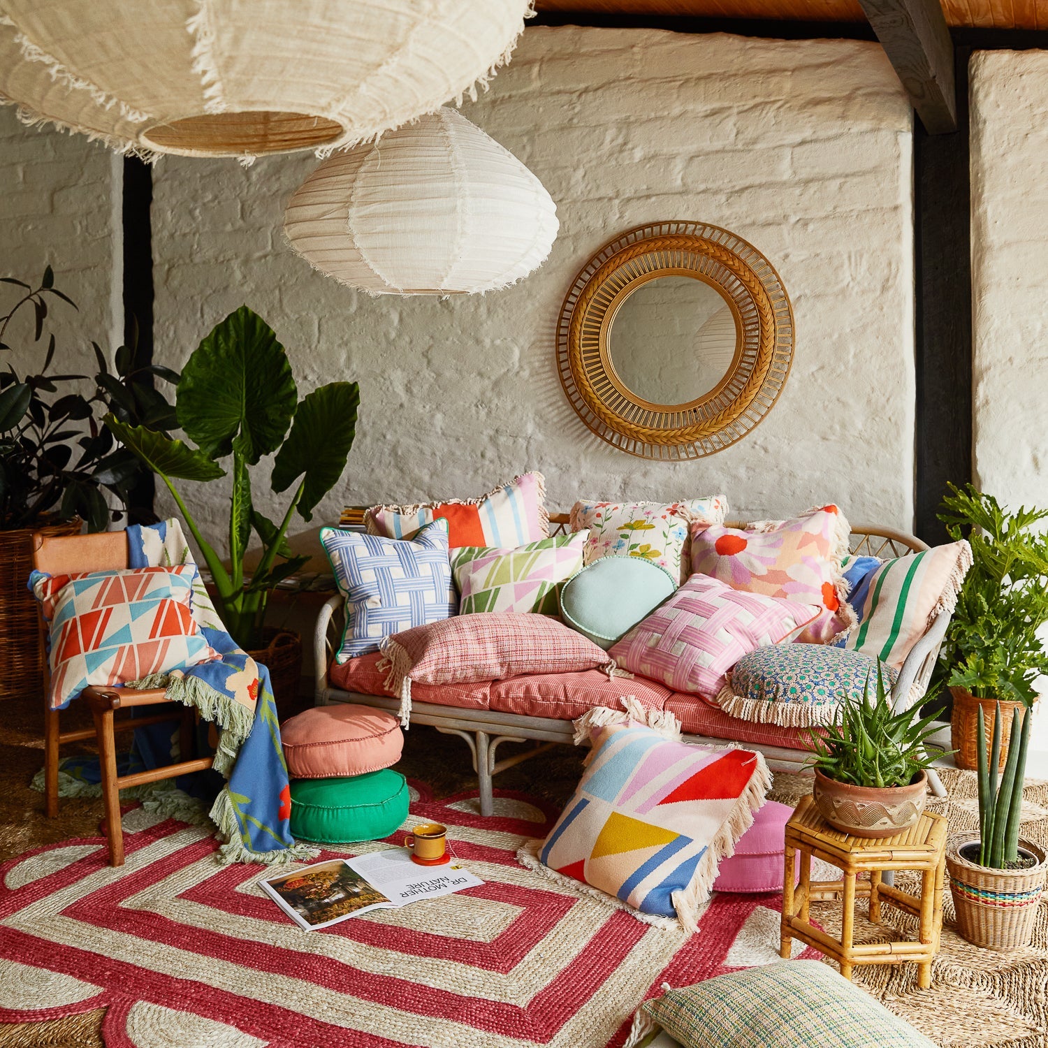 Brae Print Cushion - Bay Leaf