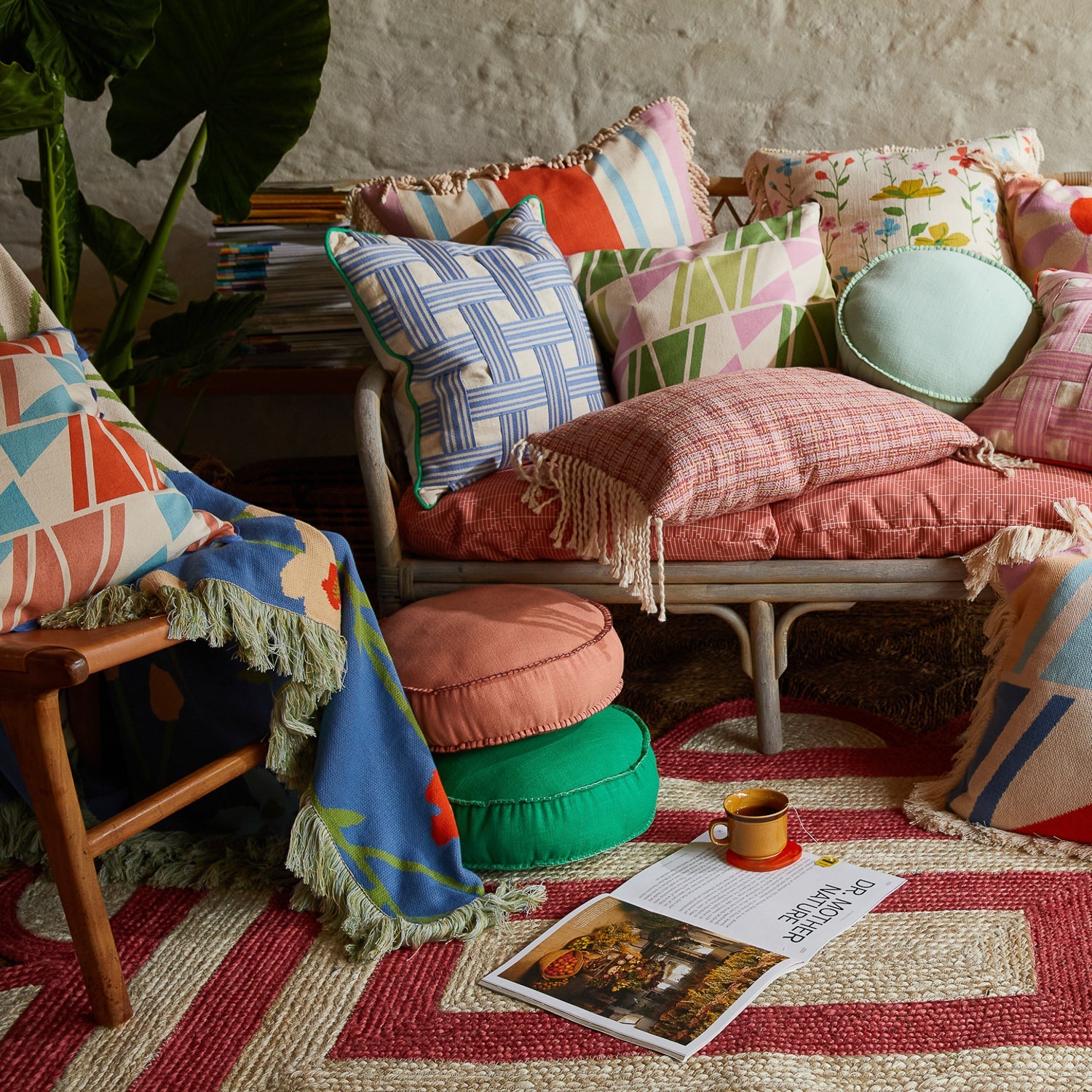 Brae Print Cushion - Bay Leaf