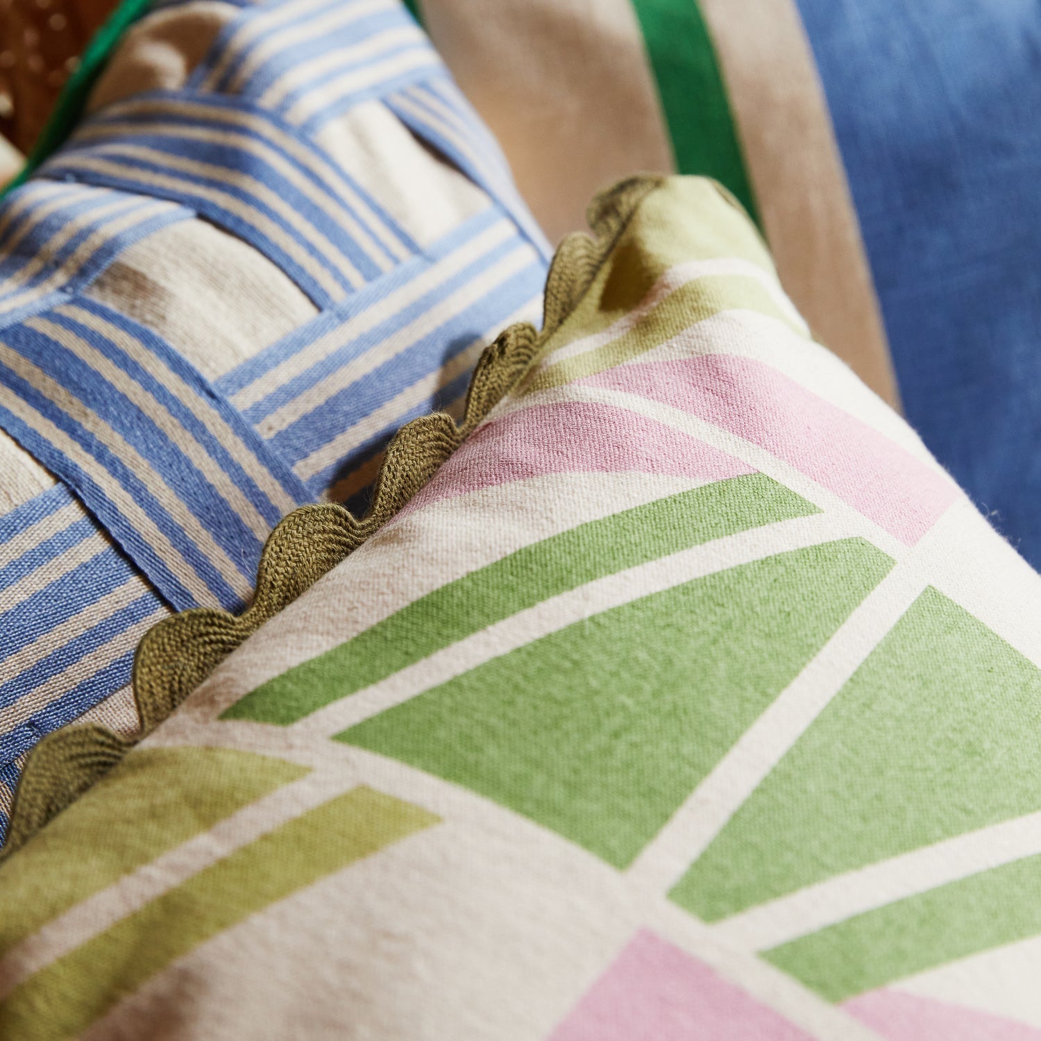 Brae Print Cushion - Bay Leaf