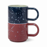 The Simon Set of 2 Espresso Cups - Burgundy + Navy