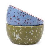 The Bella Set of 2 Dipping Bowls - Blue + Olive Splatter