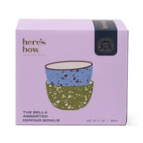 The Bella Set of 2 Dipping Bowls - Blue + Olive Splatter