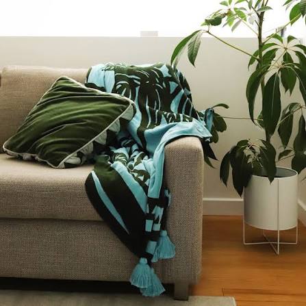 Monstera Leaf Knit Throw Blanket