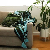 Monstera Leaf Knit Throw Blanket