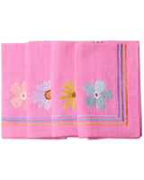 Pink Delight Embroidered Linen 4P Napkin Set