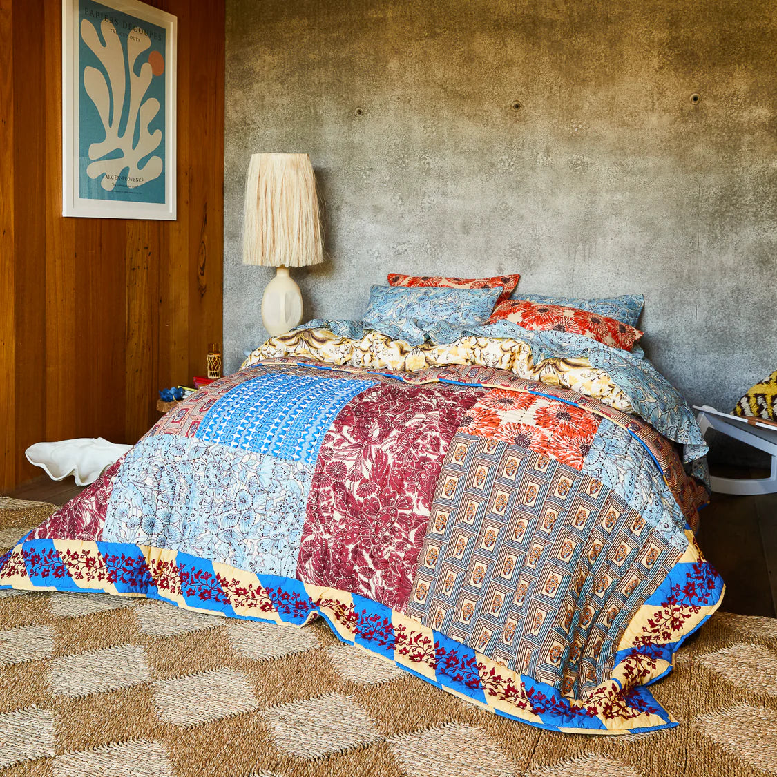Clarice Patchwork Bedcover - Azure