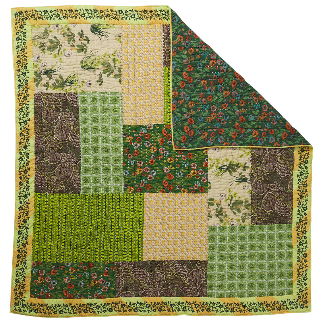 Clarice Patchwork Bedcover - Key Lime