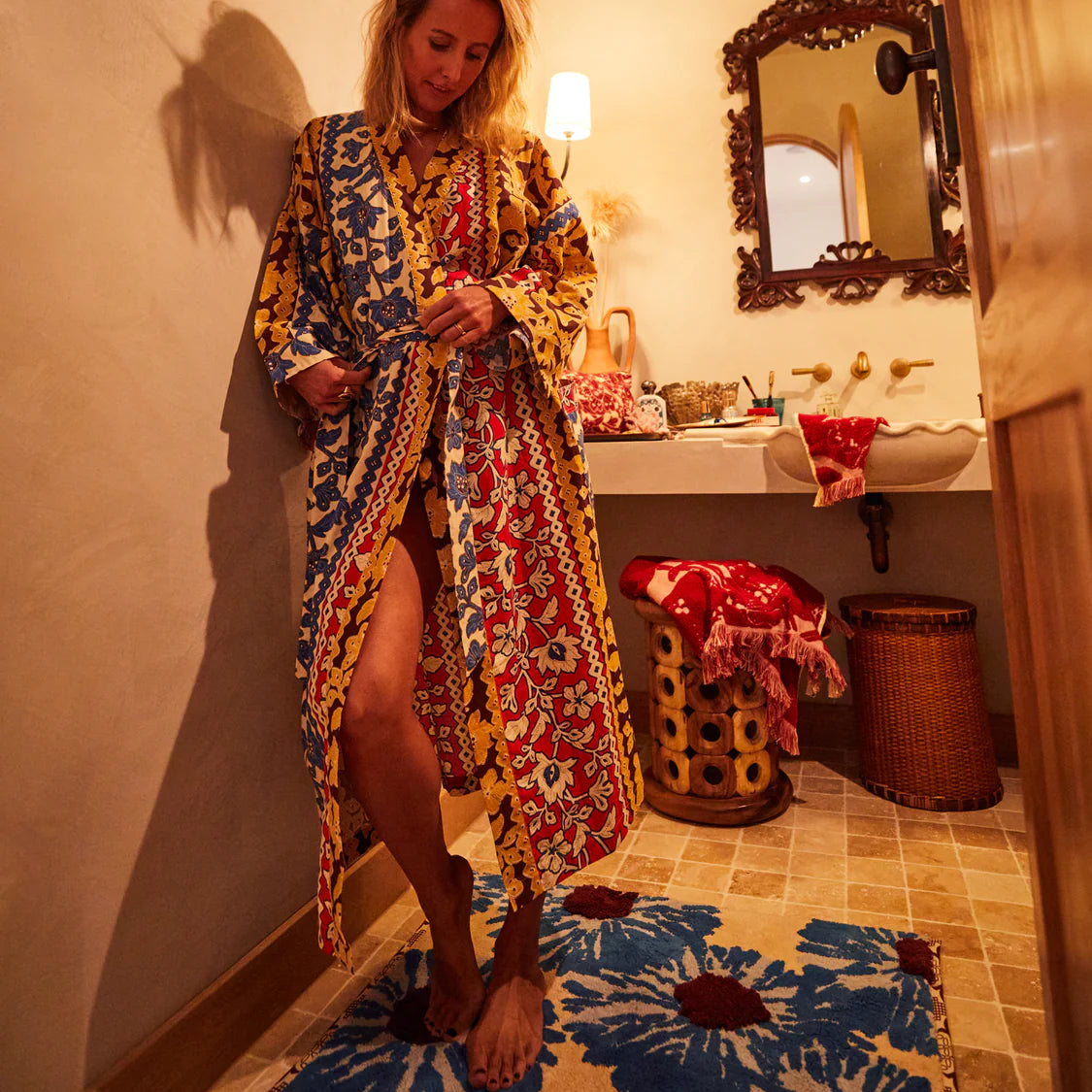 Thea Cotton Robe - Vermillion