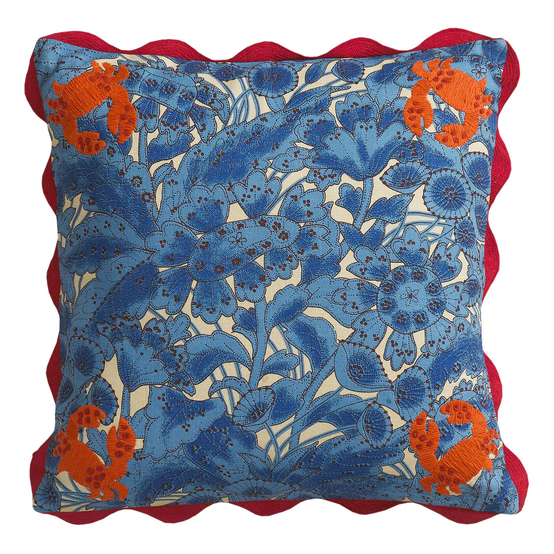 Lucia Embroidered Cushion - Cerulean