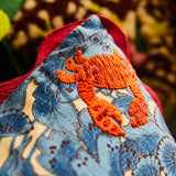 Lucia Embroidered Cushion - Cerulean