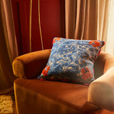 Lucia Embroidered Cushion - Cerulean