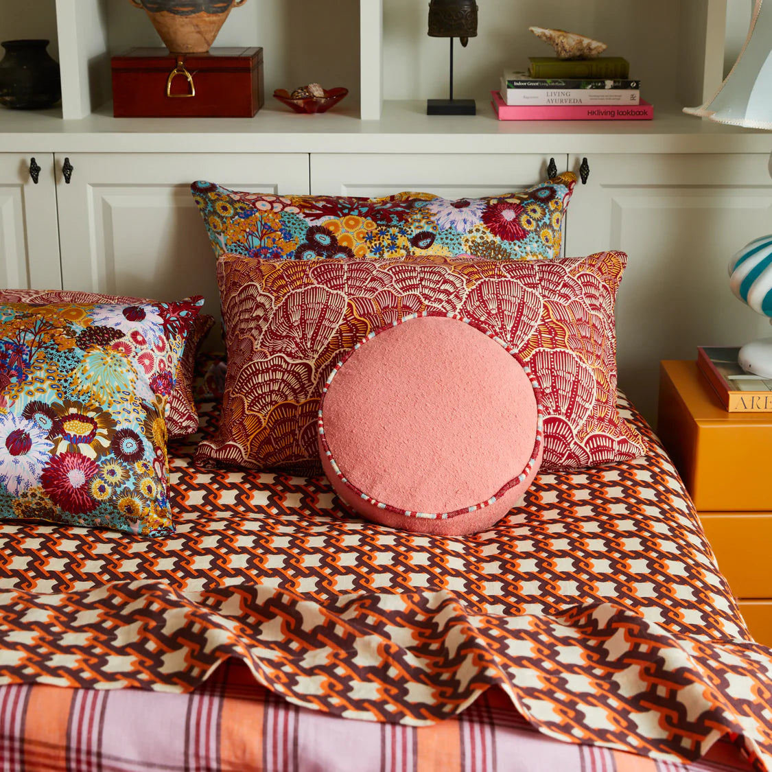 Delana Round Cushion - Hibiscus