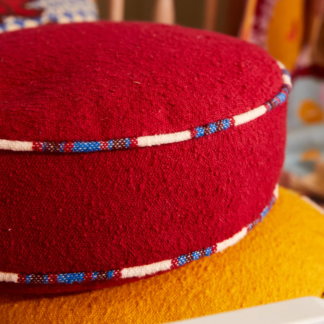 Delana Round Cushion - Crimson