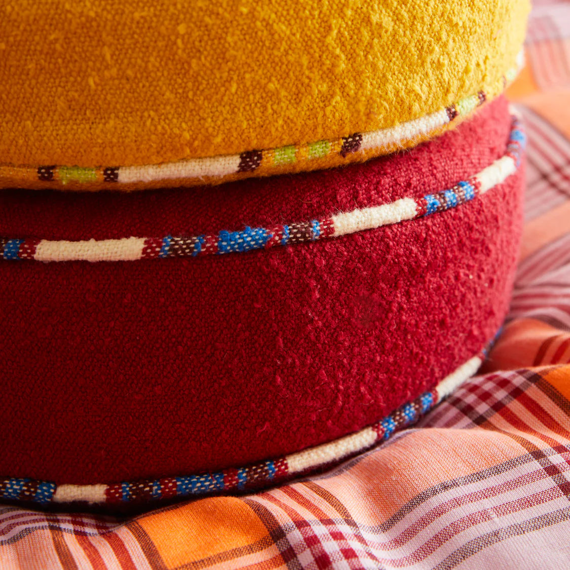 Delana Round Cushion - Crimson