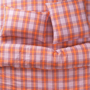 Isla Linen Fitted Sheets - Vivid Coral