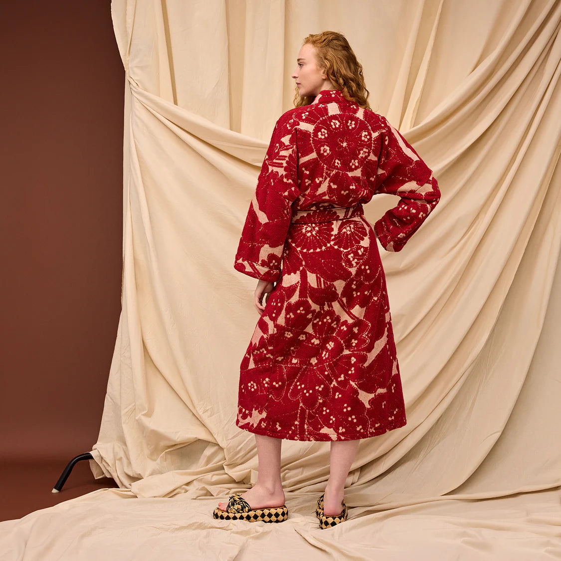 Lucia Towelling Robe - Crimson