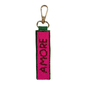 Beaded Amore Keychain - Pink