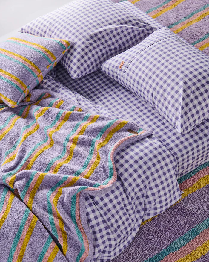 Lilac Gingham Organic Cotton King Pillowcases