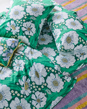 Load image into Gallery viewer, Tumbling Flowers Green Organic Cotton Quilt Cover
