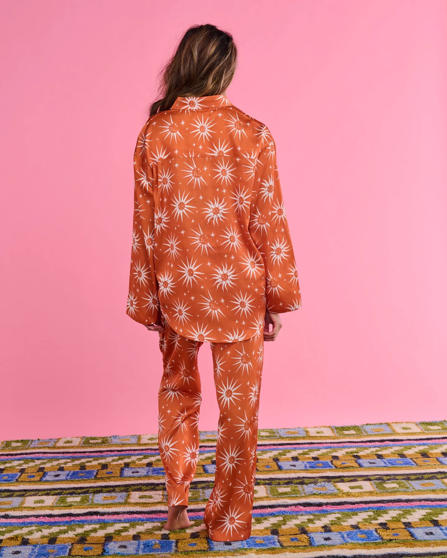 Ray Of Light Ochre Eco Satin Long Sleeve Shirt & Pant Pyjama