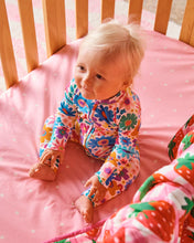 Load image into Gallery viewer, Rainbow Flowers Organic Long Sleeve Zip Romper
