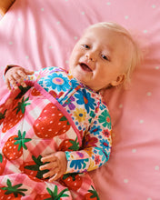 Load image into Gallery viewer, Rainbow Flowers Organic Long Sleeve Zip Romper
