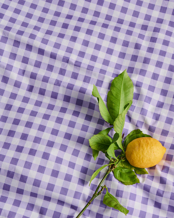 Lilac Gingham Organic Cotton Flat Sheet